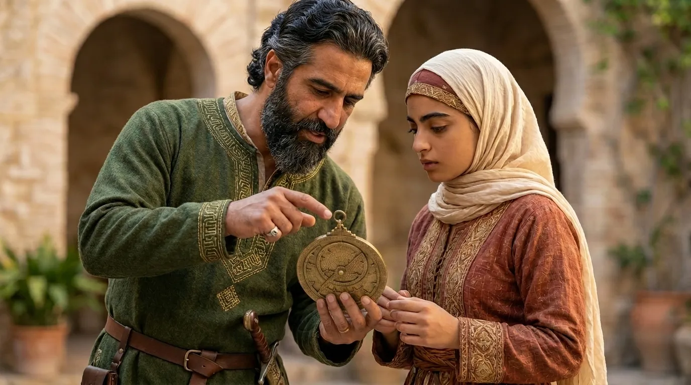 Abdur-Rahman teaching Amina to navigate by the stars